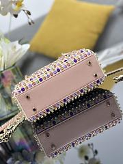 Fortok Dior Mini Lady Dior Bag Multicolor Satin Embroidered With Mirrors, Beads And Strass 17x15x7cm - 4