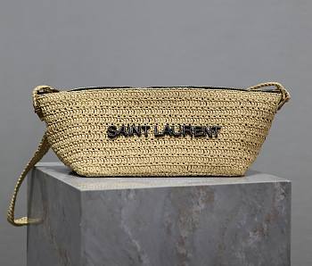 Fortok Saint Laurent Le Rafia Logo Shoulder Bag Beige 26×14×14.5cm