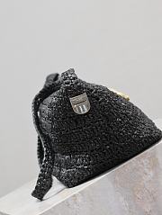 Fortok Saint Laurent Le Rafia Logo Shoulder Bag Black 26×14×14.5cm - 5
