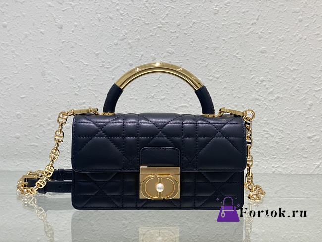 Fortok Dior Ange Bag Black Macrocannage Calfskin 20x12x5cm - 1