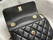 Fortok Chanel Mini Flap Bag With Top Handle Lambskin & Gold-Tone Metal Black AS4654 14.5x19.5x8cm - 3