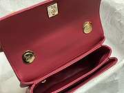 Fortok Chanel Mini Flap Bag With Top Handle Lambskin & Gold-Tone Metal Red AS4654 14.5x19.5x8cm - 6