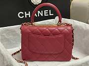Fortok Chanel Mini Flap Bag With Top Handle Lambskin & Gold-Tone Metal Red AS4654 14.5x19.5x8cm - 5