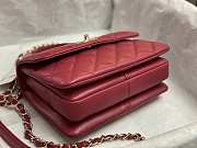 Fortok Chanel Mini Flap Bag With Top Handle Lambskin & Gold-Tone Metal Red AS4654 14.5x19.5x8cm - 3