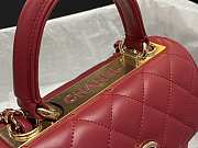 Fortok Chanel Mini Flap Bag With Top Handle Lambskin & Gold-Tone Metal Red AS4654 14.5x19.5x8cm - 4