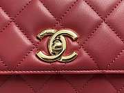 Fortok Chanel Mini Flap Bag With Top Handle Lambskin & Gold-Tone Metal Red AS4654 14.5x19.5x8cm - 2