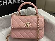 Fortok Chanel Trendy Mini Flap Bag With Top Handle Pink Lambskin Multicolor Logo AS4654 14.5x19.5x8cm - 1