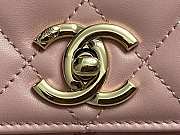 Fortok Chanel Trendy Mini Flap Bag With Top Handle Pink Lambskin Multicolor Logo AS4654 14.5x19.5x8cm - 2