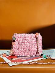 Fortok Chanel Tweed Mini Flap Bag Pink AS3782 16x12x4.5cm - 3