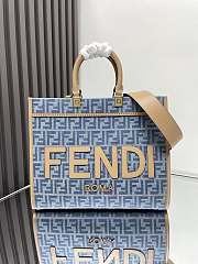 Fortok Fendi Embroidered Denim Sunshine Shopping Bag 35cm  - 1