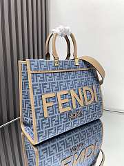 Fortok Fendi Embroidered Denim Sunshine Shopping Bag 35cm  - 6