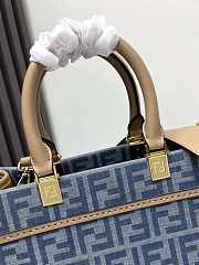 Fortok Fendi Embroidered Denim Sunshine Shopping Bag 35cm  - 5