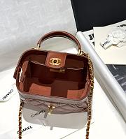 Fortok Chanel Mini Bag With Handle Shiny Brown Lambskin AS4958 12×18×7cm - 5