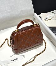 Fortok Chanel Mini Bag With Handle Shiny Brown Lambskin AS4958 12×18×7cm - 4
