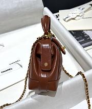 Fortok Chanel Mini Bag With Handle Shiny Brown Lambskin AS4958 12×18×7cm - 2