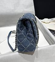 Fortok Chanel Denim Quilted Medium Distressed Single Flap Blue 20x13x6.5cm - 5