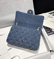 Fortok Chanel Denim Quilted Medium Distressed Single Flap Blue 20x13x6.5cm - 4