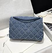 Fortok Chanel Denim Quilted Medium Distressed Single Flap Blue 20x13x6.5cm - 3