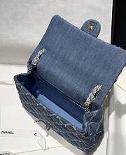 Fortok Chanel Denim Quilted Medium Distressed Single Flap Blue 20x13x6.5cm - 2