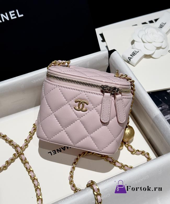 Fortok Chanel 24K Little Golden Ball Vanity Case Pink 11x8.5x7cm - 1