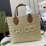 Fortok Gucci Small Straw-Effect Tote Bag ‎779671 35x25x10cm - 1