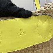 Fortok Gucci Small Straw Tote With Gucci Logo Yellow Leather Trim 779524 26x22.5x18cm - 5