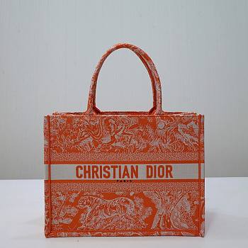 Fortok Dior Book Tote Tiger Embroidery Orange 36x27x16cm