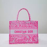 Fortok Dior Book Tote Tiger Embroidery Pink 36x27x16cm - 1