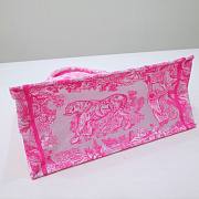 Fortok Dior Book Tote Tiger Embroidery Pink 36x27x16cm - 6