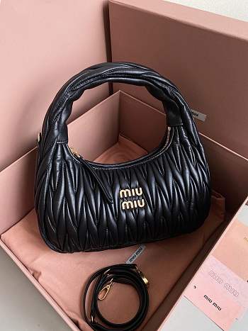 Fortok MiuMiu Wander Hobo Bag Black 18x25x7cm