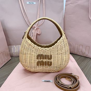 Fortok MiuMiu Wander Wicker Tote Bag 20x17x6cm