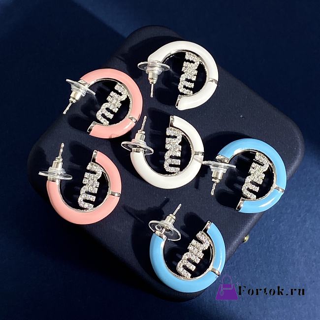 Fortok MiuMiu Ring C-Shaped Earrings Blue / White / Pink  - 1