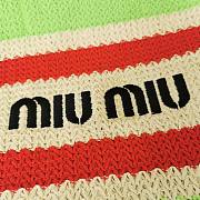 Fortok MiuMiu Striped Braided Tote Bag Green & White 40x34x16cm - 6