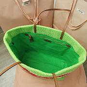 Fortok MiuMiu Striped Braided Tote Bag Green & White 40x34x16cm - 5