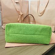 Fortok MiuMiu Striped Braided Tote Bag Green & White 40x34x16cm - 4