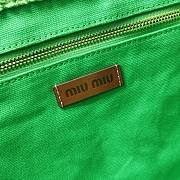 Fortok MiuMiu Striped Braided Tote Bag Green & White 40x34x16cm - 3