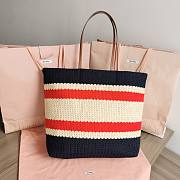 Fortok MiuMiu Striped Braided Tote Bag Black & White 40x34x16cm - 3