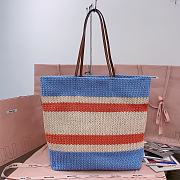Fortok MiuMiu Striped Braided Tote Bag Blue & White 40x34x16cm - 6