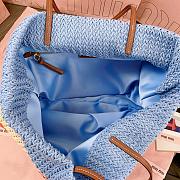 Fortok MiuMiu Striped Braided Tote Bag Blue & White 40x34x16cm - 3