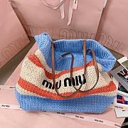 Fortok MiuMiu Striped Braided Tote Bag Blue & White 40x34x16cm - 2