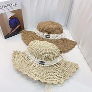 Fortok Miumiu Beach Straw Hat Beige / Brown  - 1