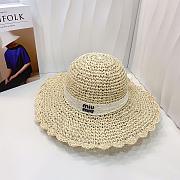 Fortok Miumiu Beach Straw Hat Beige / Brown  - 2