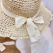 Fortok Miumiu Beach Straw Hat Beige / Brown  - 3