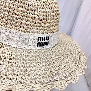 Fortok Miumiu Beach Straw Hat Beige / Brown  - 4