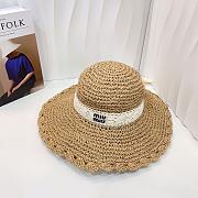 Fortok Miumiu Beach Straw Hat Beige / Brown  - 6