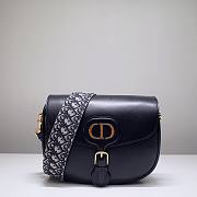 Fortok Dior Bobby Bag in Black With Blue Dior Oblique Embroidered Shoulder Strap 22x17x6cm - 1