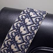 Fortok Dior Bobby Bag in Black With Blue Dior Oblique Embroidered Shoulder Strap 22x17x6cm - 2