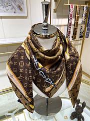 Fortok Louis Vuitton Silk Monogram Confidential Square Scarf Brown 90x90cm - 1