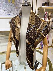 Fortok Louis Vuitton Silk Monogram Confidential Square Scarf Brown 90x90cm - 6