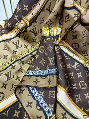 Fortok Louis Vuitton Silk Monogram Confidential Square Scarf Brown 90x90cm - 3
